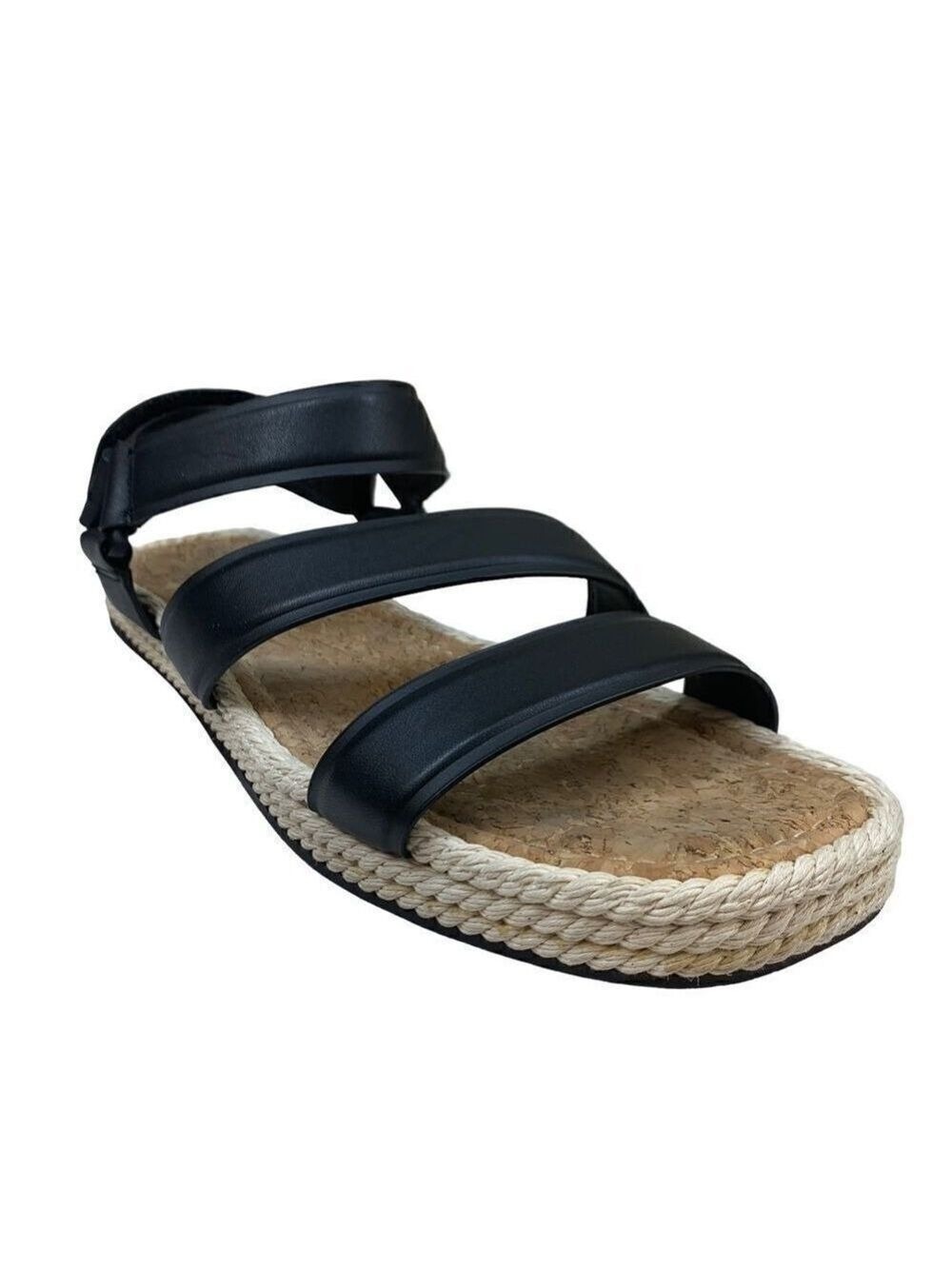 Vince Elian Black Leather Strappy Espadrilles Sandals 10 Sport Platforms